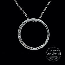 Load image into Gallery viewer, Sterling Silver & Swarovski Zirconia Large Halo Pendant Necklace