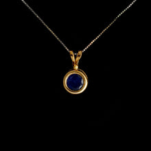 Load image into Gallery viewer, 9ct Yellow Gold Round Treated Sapphire Pendant (5mm) - Optional Chain