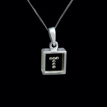 Load image into Gallery viewer, 9ct White Gold Resin & Floating Diamond Initial Pendants (0.15ct) Optional Chain