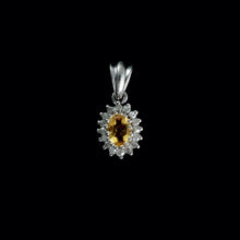 Load image into Gallery viewer, 9ct White Gold Citrine (6x4mm) & Diamond Pendant (0.14ct)