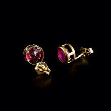 Load image into Gallery viewer, 9ct Yellow Gold Round Treated Ruby Stud Earrings (6mm)