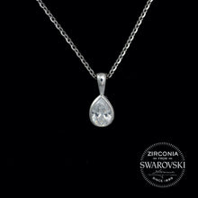 Load image into Gallery viewer, Sterling Silver & Swarovski Zirconia Pear Cut Solitaire Pendant Necklace