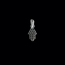 Load image into Gallery viewer, 9ct White Gold Pavé Set Hamsa Hand Diamond Pendant (0.10ct) - Optional Chain