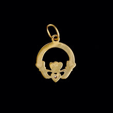 Load image into Gallery viewer, 9ct Yellow Gold Claddagh Diamond Pendant (0.01ct)