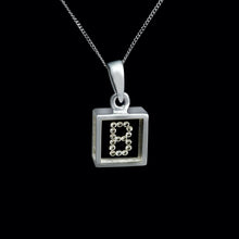Load image into Gallery viewer, 9ct White Gold Resin & Floating Diamond Initial Pendants (0.15ct) Optional Chain
