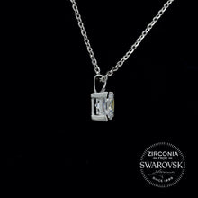 Load image into Gallery viewer, Sterling Silver & Swarovski Zirconia Princess Cut Solitaire Pendant Necklace