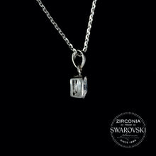 Load image into Gallery viewer, Sterling Silver & Swarovski Zirconia Cushion Cut Solitaire Pendant Necklace
