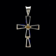 Load image into Gallery viewer, 9ct Yellow Gold Diamond & Amethyst Cross Pendant (0.03ct)