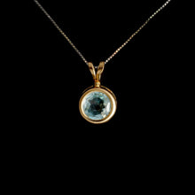 Load image into Gallery viewer, 9ct Yellow Gold Round Blue Topaz Pendant (6mm) - Optional Chain