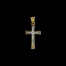 Load image into Gallery viewer, 9ct Yellow Gold Diamond Cross Pendant (0.01ct) - Optional Chain