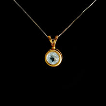 Load image into Gallery viewer, 9ct Yellow Gold Round Blue Topaz Pendant (5mm) - Optional Chain