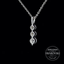 Load image into Gallery viewer, Sterling Silver & Swarovski Zirconia Tapering Trilogy Pendant Necklace