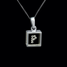 Load image into Gallery viewer, 9ct White Gold Resin & Floating Diamond Initial Pendants (0.15ct) Optional Chain