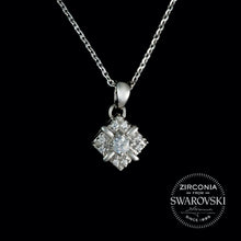 Load image into Gallery viewer, Sterling Silver & Swarovski Zirconia Art Deco Cluster Pendant & Chain Necklace