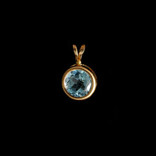 Load image into Gallery viewer, 9ct Yellow Gold Round Blue Topaz Pendant (7mm) - Optional Chain