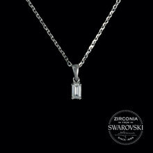 Load image into Gallery viewer, Sterling Silver & Swarovski Zirconia Emerald Cut Solitaire Pendant Necklace