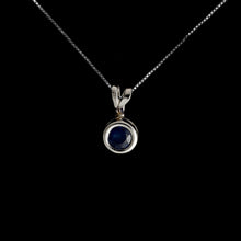Load image into Gallery viewer, 9ct White Gold Round Treated Sapphire Pendant (4mm) - Optional Chain