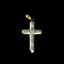 Load image into Gallery viewer, 9ct Matte Yellow Gold Diamond Cross Pendant (0.01ct)