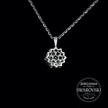 Load image into Gallery viewer, Sterling Silver & Swarovski Zirconia Round Cluster Pendant Necklace