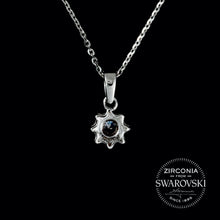 Load image into Gallery viewer, Sterling Silver & Swarovski Zirconia Solitaire "Cog" Pendant Necklace