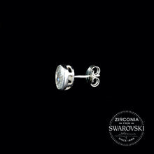 Load image into Gallery viewer, Sterling Silver & Swarovski Zirconia Oval Solitaire Stud Earrings: Gents or Pair