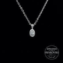 Load image into Gallery viewer, Tiny Sterling Silver & Swarovski Zirconia Oval Cut Solitaire Pendant Necklace