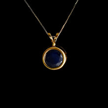 Load image into Gallery viewer, 9ct Yellow Gold Round Treated Sapphire Pendant (7mm) - Optional Chain
