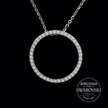Load image into Gallery viewer, Sterling Silver & Swarovski Zirconia Large Halo Pendant Necklace