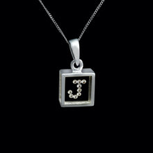 Load image into Gallery viewer, 9ct White Gold Resin & Floating Diamond Initial Pendants (0.15ct) Optional Chain