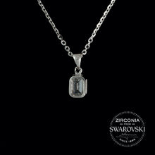Load image into Gallery viewer, Sterling Silver & Swarovski Zirconia Emerald Cut Solitaire Pendant Necklace