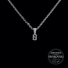 Load image into Gallery viewer, Tiny Sterling Silver & Swarovski Zirconia Oval Cut Solitaire Pendant Necklace