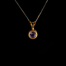 Load image into Gallery viewer, 9ct Yellow Gold Round Amethyst Pendant (4mm) - Optional Chain