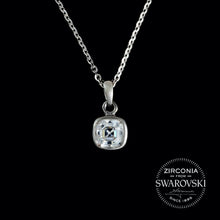 Load image into Gallery viewer, Sterling Silver & Swarovski Zirconia Cushion Cut Solitaire Pendant Necklace