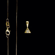Load image into Gallery viewer, 9ct Yellow Gold Triangle Solitaire Diamond Pendant (0.05ct) - Optional Chain