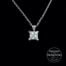 Load image into Gallery viewer, Sterling Silver & Swarovski Zirconia Princess Cut Solitaire Pendant Necklace