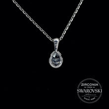 Load image into Gallery viewer, Sterling Silver & Swarovski Zirconia Pear Cut Solitaire Pendant Necklace