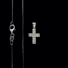 Load image into Gallery viewer, 9ct White Gold Little Pavé Set Diamond Cross Pendant (0.05ct) - Optional Chain