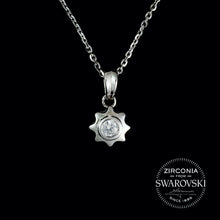 Load image into Gallery viewer, Sterling Silver & Swarovski Zirconia Solitaire "Cog" Pendant Necklace