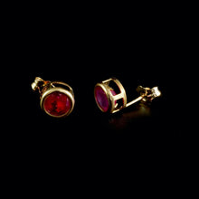 Load image into Gallery viewer, 9ct Yellow Gold Round Treated Ruby Stud Earrings (6mm)