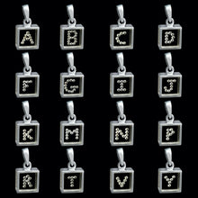 Load image into Gallery viewer, 9ct White Gold Resin & Floating Diamond Initial Pendants (0.15ct) Optional Chain