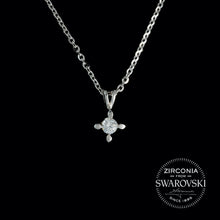 Load image into Gallery viewer, Sterling Silver & Swarovski Zirconia Solitaire Pendant Necklace