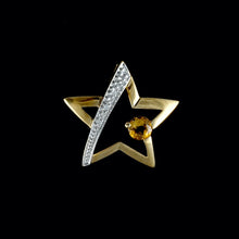 Load image into Gallery viewer, 9ct Yellow Gold Diamond & Citrine Star Pendant (0.02ct)