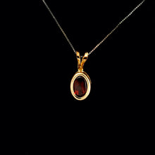 Load image into Gallery viewer, 9ct Yellow Gold Oval Garnet Pendant (6mm x 4mm) - Optional Chain