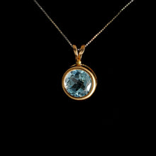 Load image into Gallery viewer, 9ct Yellow Gold Round Blue Topaz Pendant (7mm) - Optional Chain