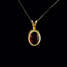 Load image into Gallery viewer, 9ct Yellow Gold Oval Garnet Pendant (8mm x 6mm) - Optional Chain