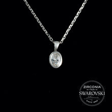Load image into Gallery viewer, Sterling Silver & Swarovski Zirconia Oval Cut Solitaire Pendant Necklace
