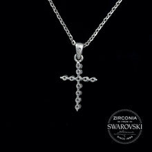 Load image into Gallery viewer, Sterling Silver & Swarovski Zirconia Claw Set Cross Pendant Necklace