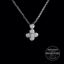 Load image into Gallery viewer, Sterling Silver & Swarovski Zirconia Upside Down Cross Pendant Necklace