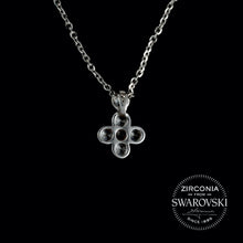 Load image into Gallery viewer, Sterling Silver & Swarovski Zirconia Upside Down Cross Pendant Necklace