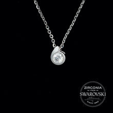 Load image into Gallery viewer, Sterling Silver & Swarovski Zirconia Twist Solitaire Pendant Necklace